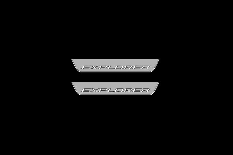Ford Explorer VI 2020+ LED Door Sills Illuminated Scuff Explorer Logo Stainless Steel Entry Guards Door Sills opdesign