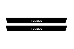 Skoda Fabia III 2014-2021 Illuminated Matte Sill Plates with logo Fabia Skoda Led Door Sills PRO opdesign