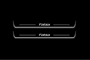 Skoda Fabia II 2007-2014 LED Door Sills Illuminated Scuff Fabia Logo Stainless Steel Entry Guards Door Sills Decoin