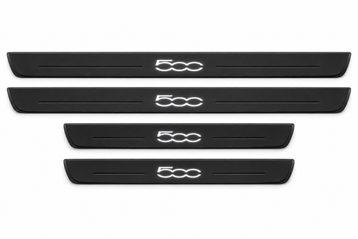 Fiat 500 312 2007–2024 — Matte PRO LED Door Sills — 500 Logo