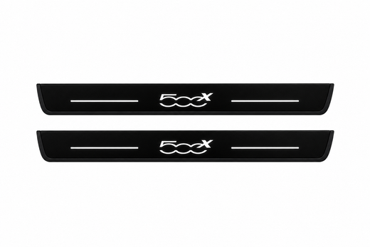 Fiat 500X 334 2014–2024 — Matte PRO LED Door Sills — 500X Logo