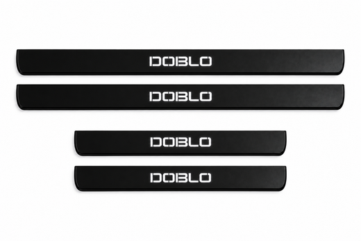 Fiat Doblo Van 263 2010–2022 — Matte PRO LED Door Sills — DOBLO Logo