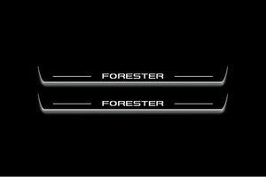 Subaru Forester III 2007-2012 LED Door Sills Illuminated Scuff Forester Logo Stainless Steel Entry Guards
