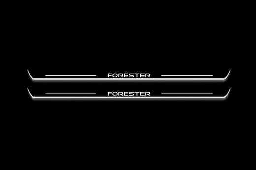 Subaru Forester SK 2018–2024 — Stainless Steel LED Door Sills — Forester Logo