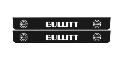 Ford Mustang V S197 2005–2015 — Matte PRO LED Door Sills — Bullitt Large Targets Logo