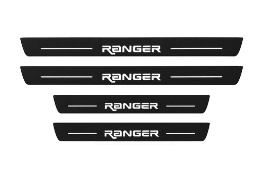 Ford Ranger T6 2018–2022 — Matte PRO LED Door Sills — Custom Ranger Logo