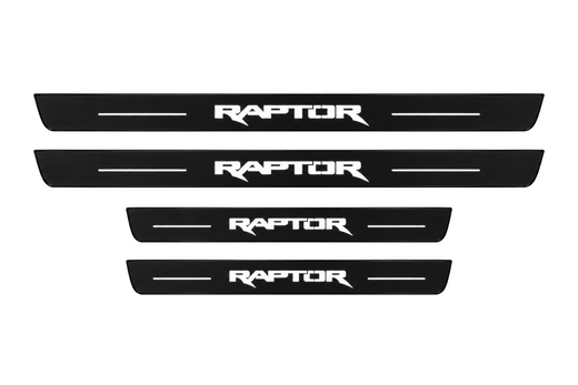 Ford Ranger T6 2018–2022 — Matte PRO LED Door Sills — Raptor Logo
