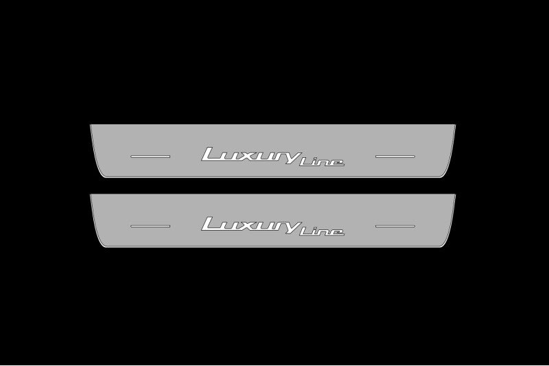 Illuminated LED Door Sill Tread Plates BMW 5 G60 2023+ With Luxury Line Logo BMW Led Door Sills opdesign
