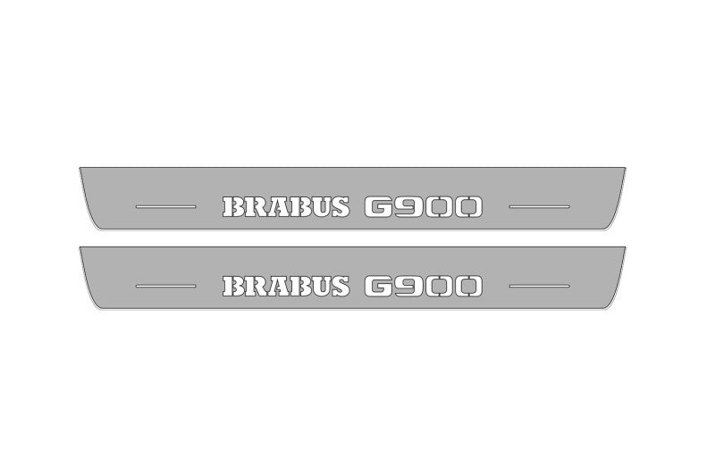 Illuminated LED Door Sill Tread Plates Mercedes G-Class W464 2018+ With Brabus G900 Logo Mercedes Led Door Sills opdesign