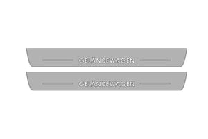 Illuminated LED Door Sill Tread Plates Mercedes G-Class W464 2018+ With Geländewagen Logo Mercedes Led Door Sills opdesign