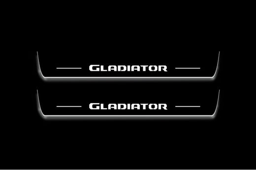 Jeep Gladiator JT 2019–Present — Stainless Steel LED Door Sills — Gladiator Logo