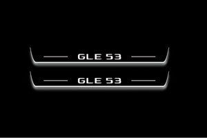 LED door sill plates for Mercedes GLE II W167 2019+ stainless steel with GLE 53 logo