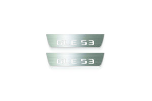 LED door sill plates for Mercedes GLE II W167 2019+ stainless steel with GLE 53 logo