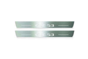 LED door sill plates for Mercedes GLE II W167 2019+ stainless steel with GLE 53 logo