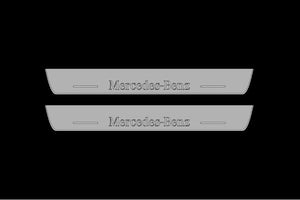 Illuminated LED Door Sill Tread Plates Mercedes GLS I 2015-2019 With Mercedes-Benz Logo Mercedes Led Door Sills opdesign