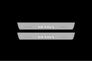 Illuminated LED Door Sill Tread Plates Mercedes GLS I 2015-2019 With Brabus Logo Mercedes Led Door Sills decoinfabric