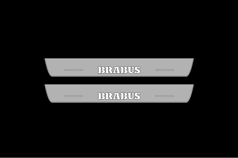 Illuminated LED Door Sill Tread Plates Mercedes GLS I 2015-2019 With Brabus Logo Mercedes Led Door Sills decoinfabric