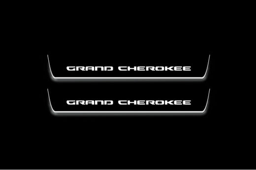 Jeep Grand Cherokee WL 2021–Present — Stainless Steel LED Door Sills — Grand Cherokee Logo
