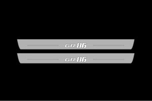 Illuminated LED Door Sill Tread Plates Subaru GR86 2021+ With GR86 Logo Subaru Led Door Sills opdesign