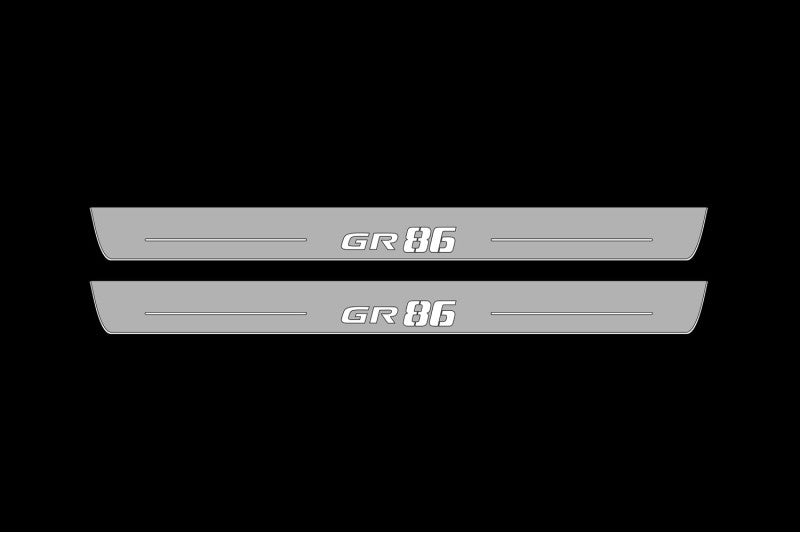 Illuminated LED Door Sill Tread Plates Subaru GR86 2021+ With GR86 Logo Subaru Led Door Sills opdesign