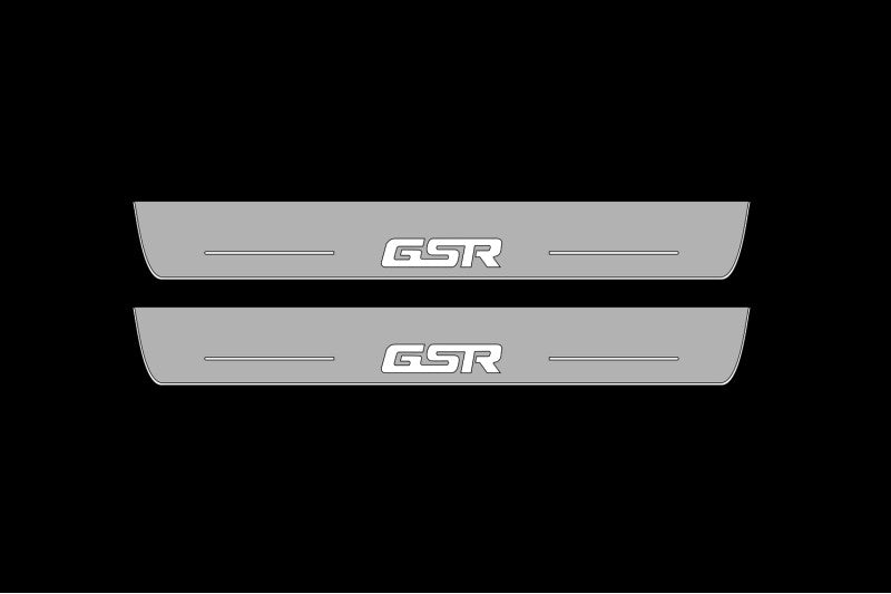 Illuminated LED Door Sill Tread Plates Mitsubishi Lancer Evolution X 2007-2016 With GSR Logo Mitsubishi Led Door Sills decoinfabric