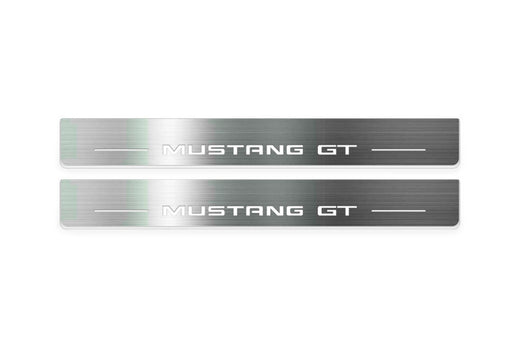 Ford Mustang VII S650 2023–Present — Stainless Steel LED Door Sills — Mustang GT Logo