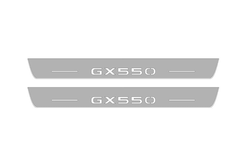 Illuminated LED Door Sill Tread Plates Lexus GX III 2024+ With GX550 Logo Lexus Led Door Sills opdesign