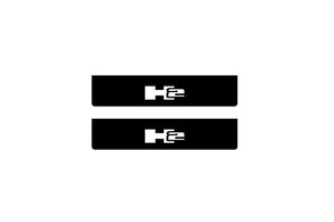 Hummer H2 2002-2009 Illuminated Matte Sill Plates with logo H2 Hummer Led Door Sills PRO opdesign