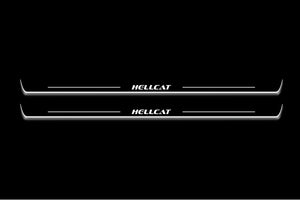 Dodge Challenger 2008-2023 LED Door Sills Illuminated Scuff HELLCAT Logo Stainless Steel Entry Guards Door Sills Decoin