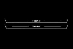 Dodge Challenger 2008-2023 LED Door Sills Illuminated Scuff HEMI Logo Stainless Steel Entry Guards Door Sills Decoin