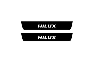 Toyota Hilux VIII 2015+ Illuminated Matte Sill Plates with logo Hilux Toyota Led Door Sills PRO opdesign