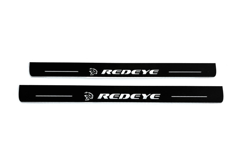 Illuminated LED Door Sill Tread Plates Dodge Charger 2011-2023 With SRT REDEYE Logo Dodge Led Door Sills opdesign