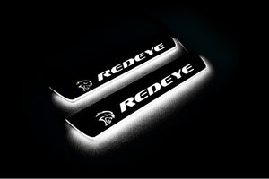 Illuminated LED Door Sill Tread Plates Dodge Charger 2011-2023 With SRT REDEYE Logo Dodge Led Door Sills opdesign