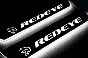 Illuminated LED Door Sill Tread Plates Dodge Charger 2011-2023 With SRT REDEYE Logo Dodge Led Door Sills opdesign