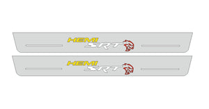 Illuminated LED Door Sill Tread Plates Dodge Charger 2011-2023 With SRT HEMI HELLCAT Logo Dodge Led Door Sills opdesign