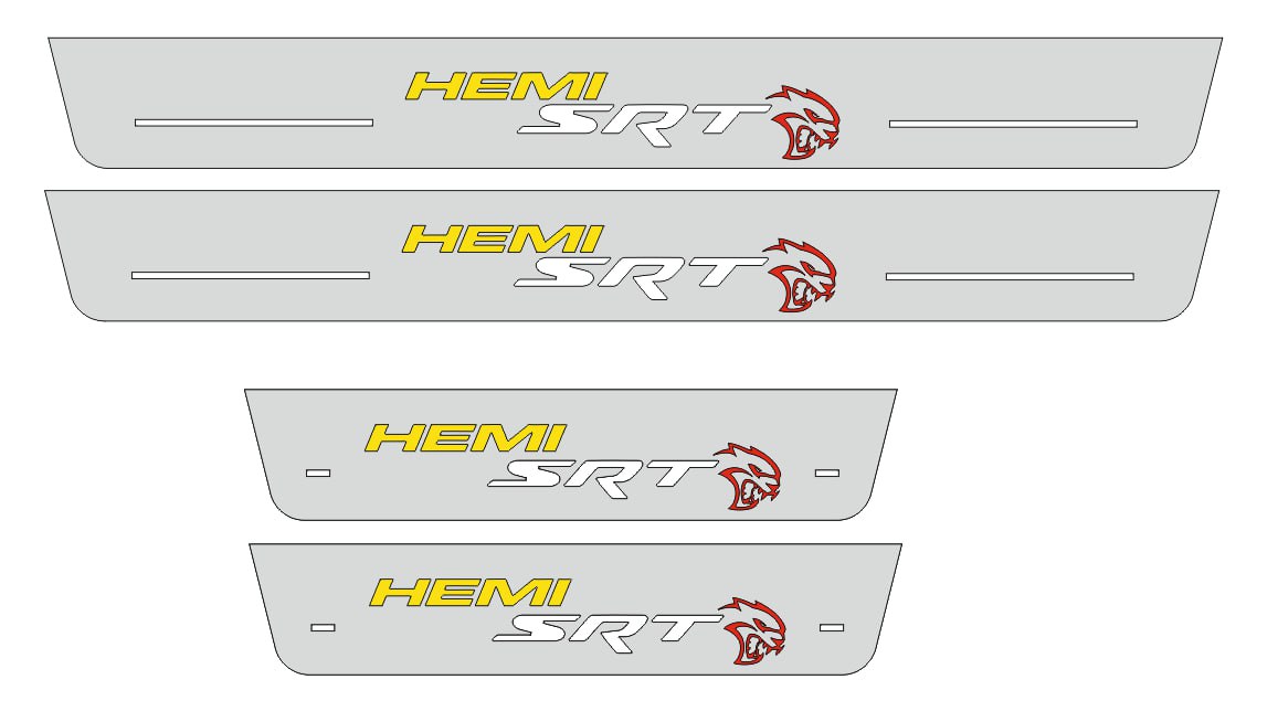 Illuminated LED Door Sill Tread Plates Dodge Durango III 2011+ With SRT HEMI HELLCAT Logo Dodge Led Door Sills opdesign