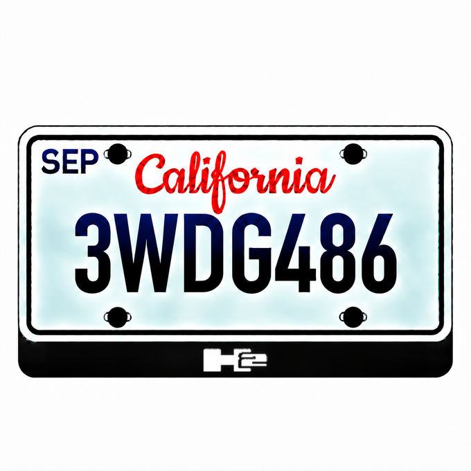 Hummer H2 illuminated LED license plate badge with the shown artwork below an illustrative US plate; plate not included