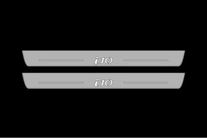 Illuminated LED Door Sill Tread Plates Hyundai i10 II 2013-2019 With i10 Logo Hyundai Led Door Sills opdesign