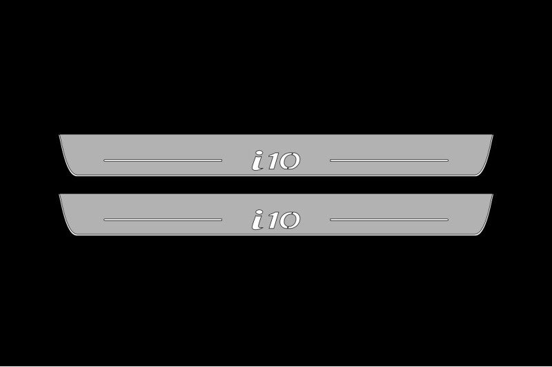 Illuminated LED Door Sill Tread Plates Hyundai i10 II 2013-2019 With i10 Logo Hyundai Led Door Sills opdesign