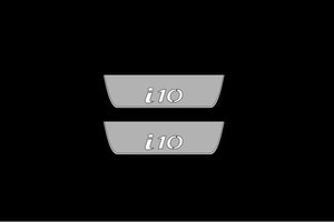 Illuminated LED Door Sill Tread Plates Hyundai i10 II 2013-2019 With i10 Logo Hyundai Led Door Sills opdesign