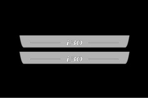 Illuminated LED Door Sill Tread Plates Hyundai i30 II 2012-2017 With i30 Logo Hyundai Led Door Sills opdesign