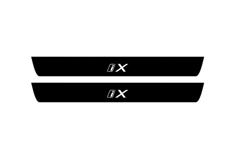 BMW iX 2021+ Illuminated Matte Sill Plates with logo iX BMW Led Door Sills PRO opdesign
