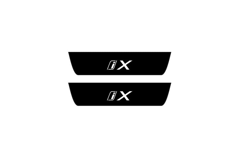 BMW iX 2021+ Illuminated Matte Sill Plates with logo iX BMW Led Door Sills PRO opdesign