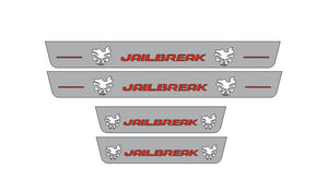 Illuminated LED Door Sill Tread Plates Dodge Charger 2023+ With JAILBREAK SKULL Logo Dodge Led Door Sills opdesign