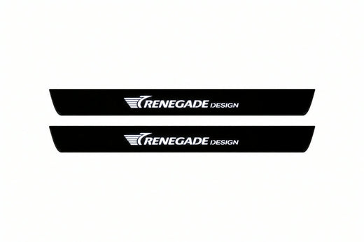 Jeep Renegade BU 2014–2026 — Matte PRO LED Door Sills — Renegade Design Logo