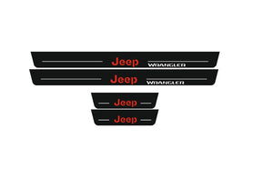Illuminated LED Door Sill Tread Plates Jeep Wrangler JL 2018+ With Jeep Wrangler Logo Jeep Led Door Sills opdesign
