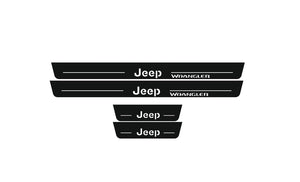 Illuminated LED Door Sill Tread Plates Jeep Wrangler JL 2018+ With Jeep Wrangler Logo Jeep Led Door Sills opdesign