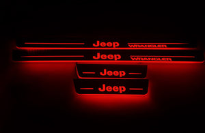 Illuminated LED Door Sill Tread Plates Jeep Wrangler JK 2006-2018 With Jeep Wrangler Logo Jeep Led Door Sills opdesign
