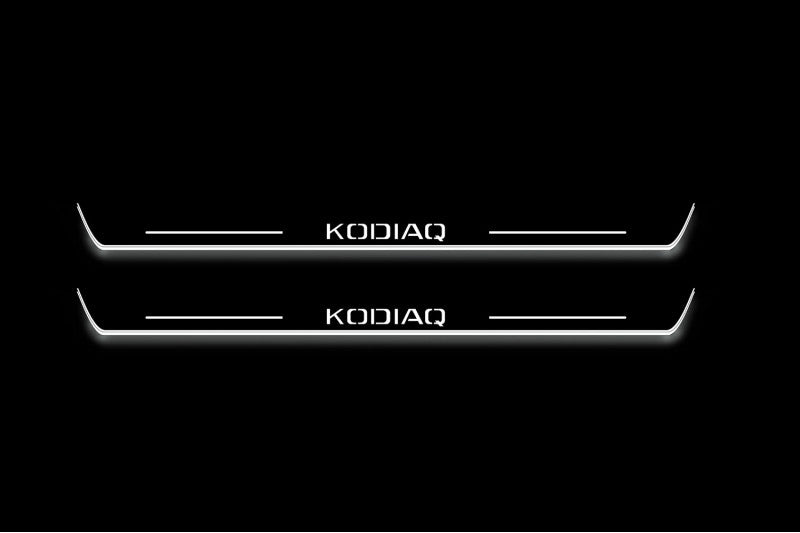 Skoda Kodiaq 2016+ Stainless Steel LED Door Sills – Kodiaq Logo
