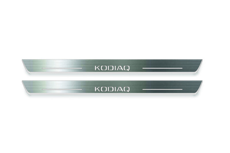 Skoda Kodiaq 2016+ Stainless Steel LED Door Sills – Kodiaq Logo